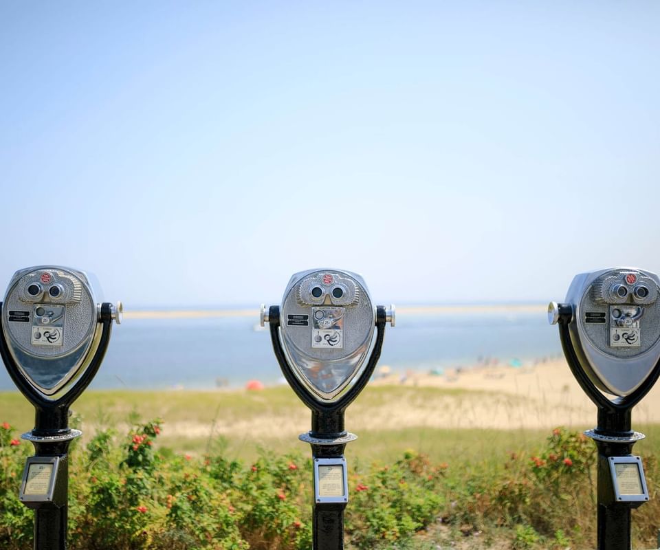 Close-up of coin operated binoculars used at Chatham Tides Resort