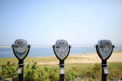 Close-up of coin operated binoculars used at Chatham Tides Resort