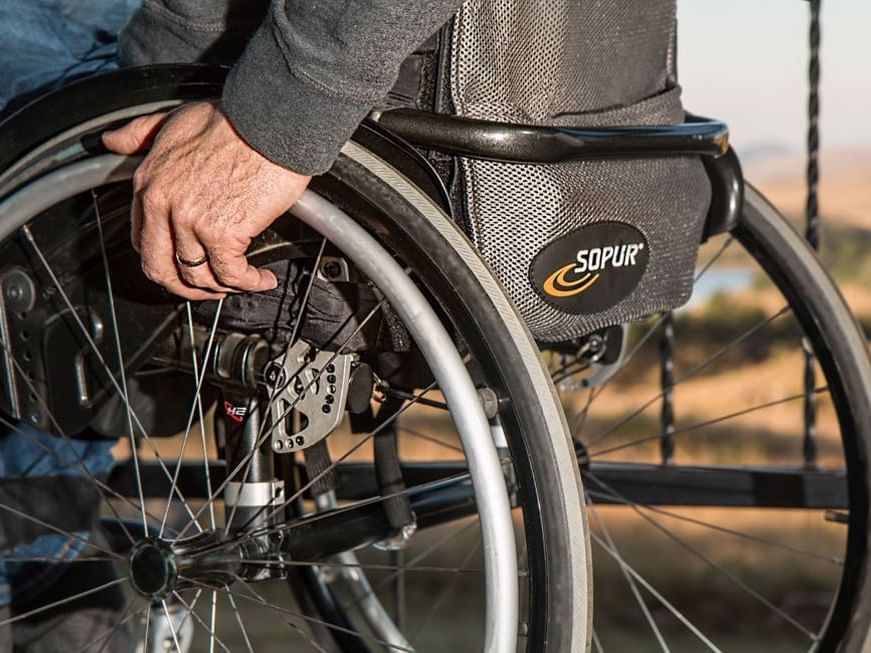 Close-up of a wheel chair at Duparc Contemporary Suites