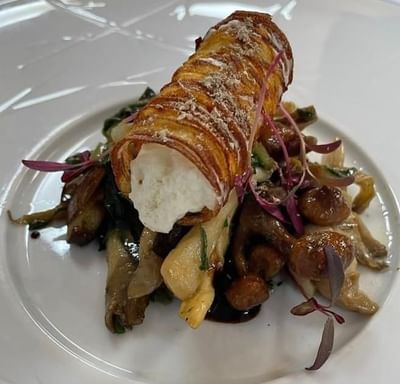 Close-up of a dish in a menu at Orsett Hall Hotel
