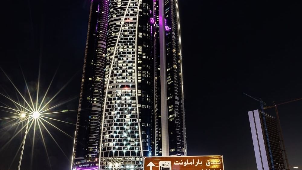 Exterior night view of Paramount Hotel Dubai