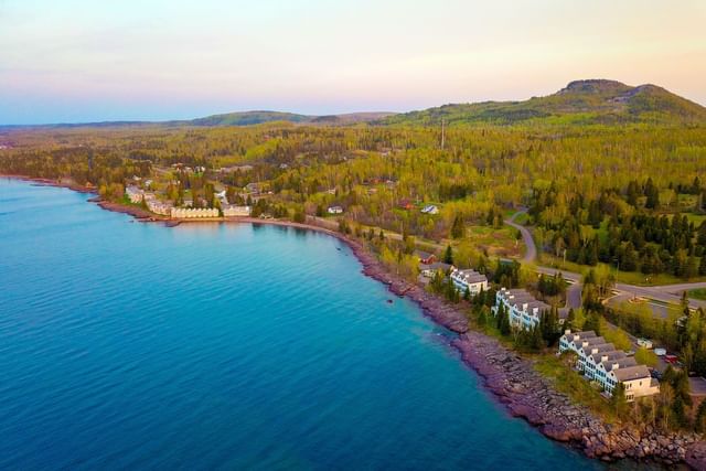 Aerial view of Bluefin Bay by Lake Superior