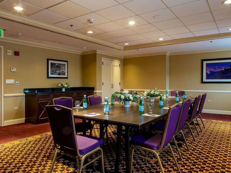 Oval Boardroom table set-up in Evans Room Warwick Denver