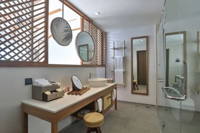 Interior of bathroom with toiletries in room at U Hotels
