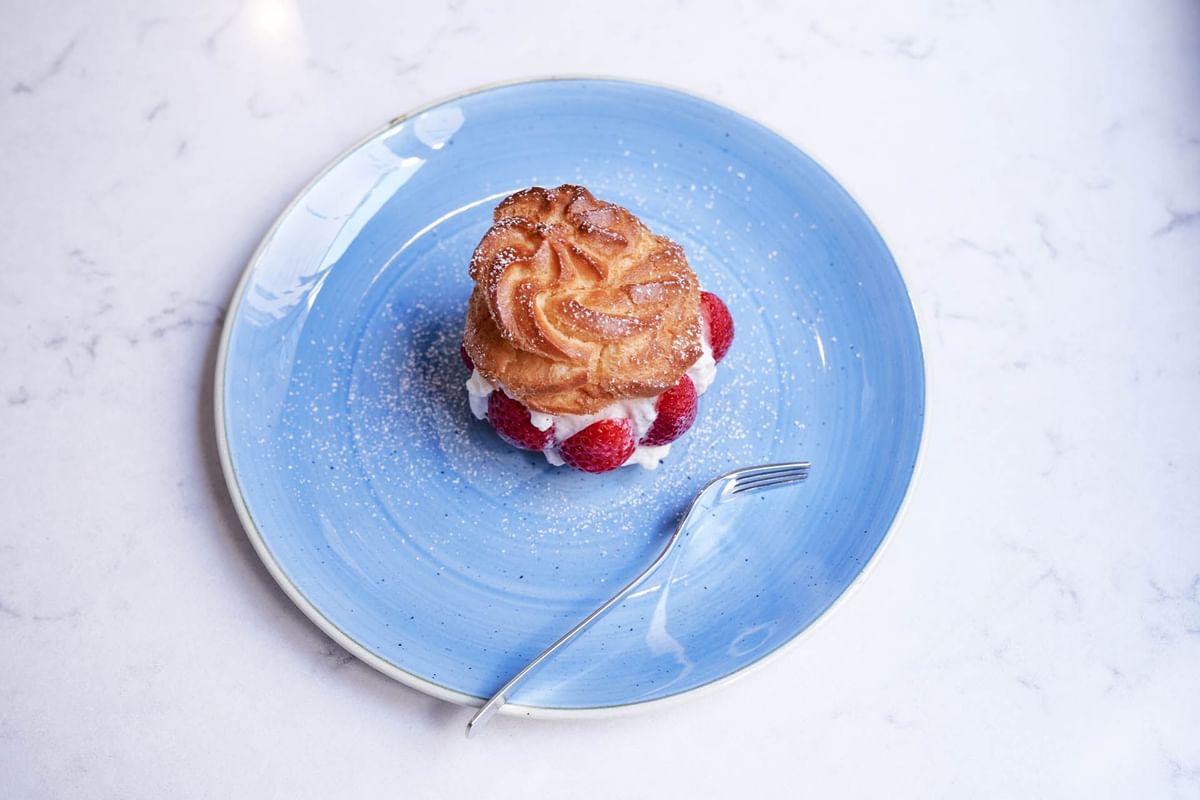 Close-up of Dolci food served at Flemings Munchen Schwabing