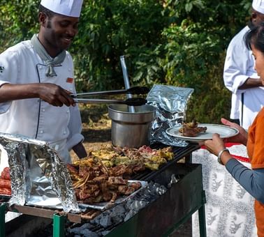 Serving meals in The Crater Lunch at Ngorongoro Serena