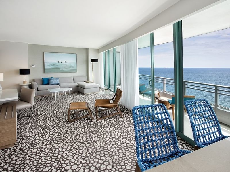 Living area of the Ocean View suite at Diplomat Resort