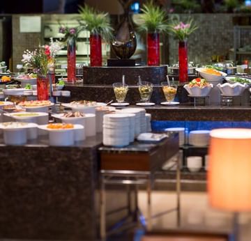 An opened buffet with variety of foods in Alesta Restaurant at Titanic Business Kartal