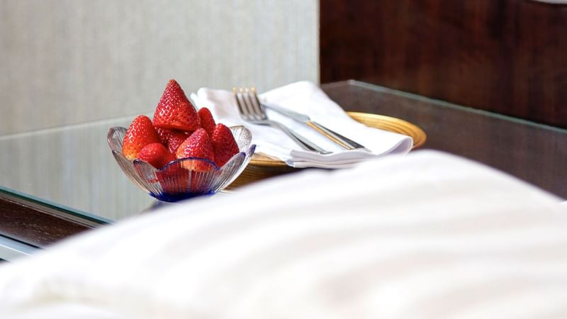 Strawberry platter served in Superior Room at Warwick Hotel Jeddah