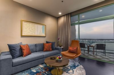 Couch in Club Suite 1-Bedroom River View at Chatrium Hotel