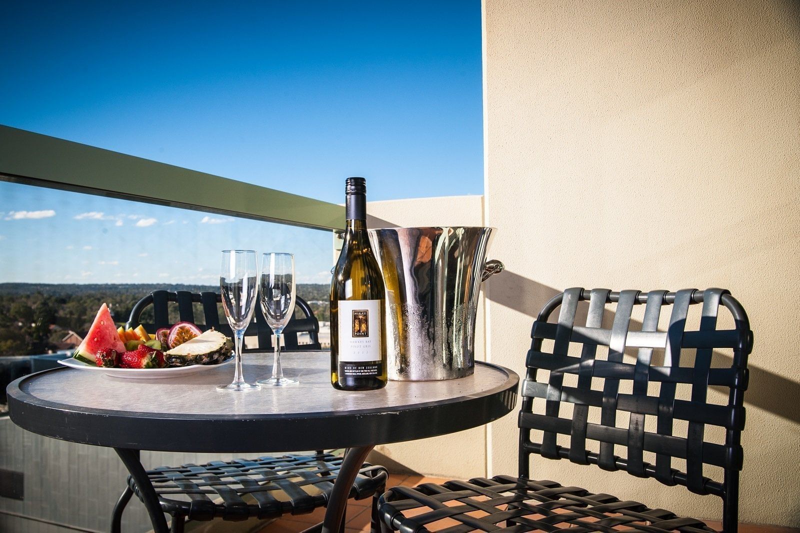 Drinks at the out door balcony at the Sebel Residence Chatswood