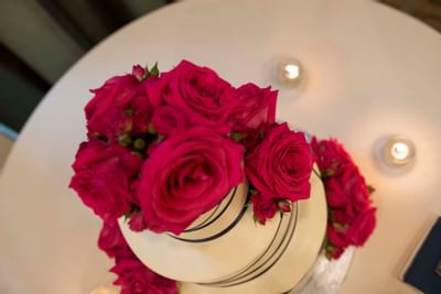 Top view of a wedding cake at The Venue at Portwalk