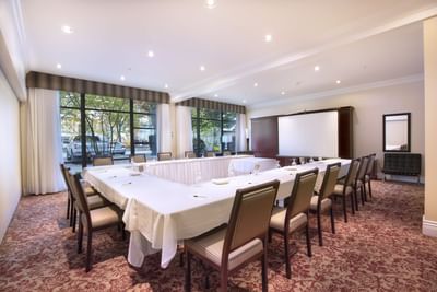 View of the false creek meeting room at Granville Island Hotel