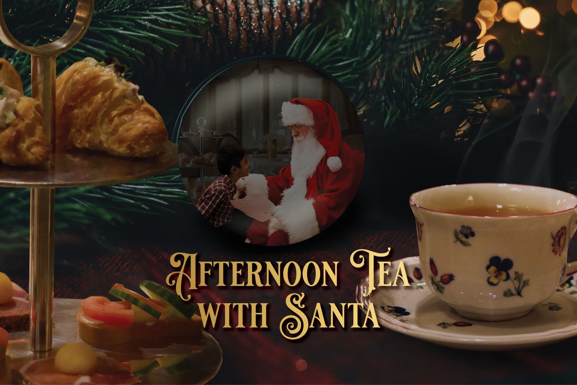 Afternoon Tea with Santa invitation at the Peabody Memphis, offering an elegant Holiday celebration for discerning guests