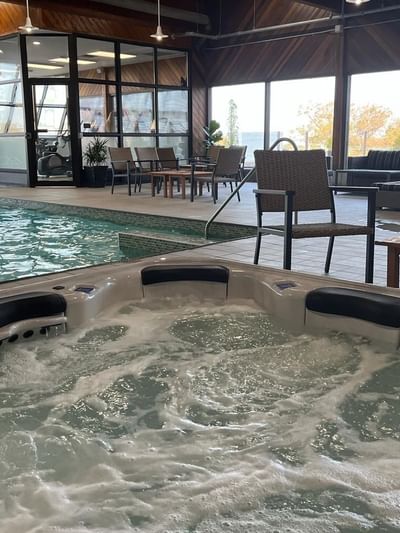 The bubbling hot tub next to the pool at the Atlantica Hotel Halifax in Nova Scotia.