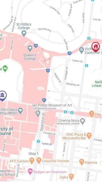 Student Living - 590 Lygon Map