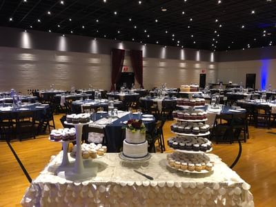 cake table in ballroom
