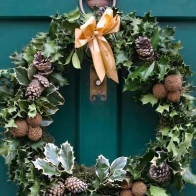 Christmas wreath made with holly