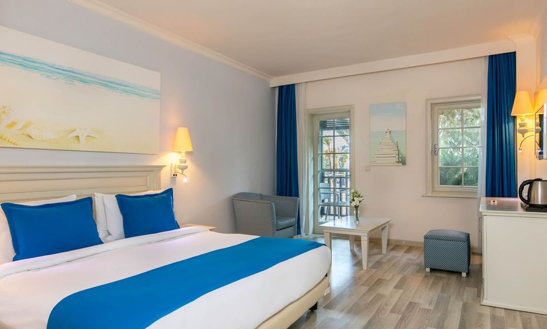 Bedroom arrangement in a Suite at Bodrum Imperial 