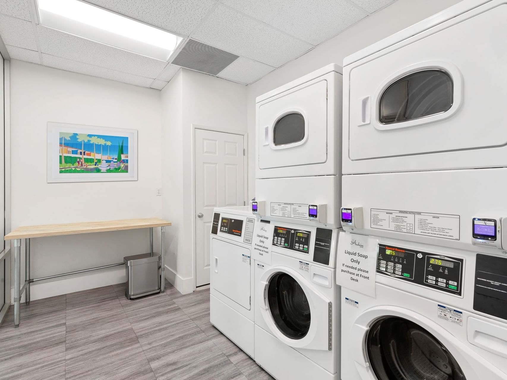 Interior of an onsite Laundry room at The Anaheim Hotel