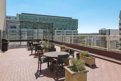 Rooftop lounge area at Nesuto Canberra Apartment Hotel