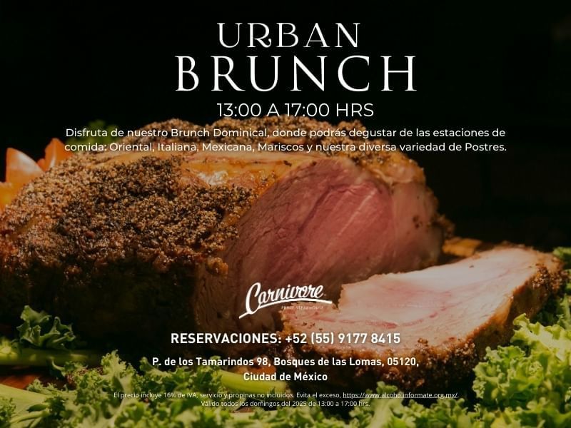 Promotional poster for Urban Brunch at Carnivore in Live Aqua Resorts and Residence Club