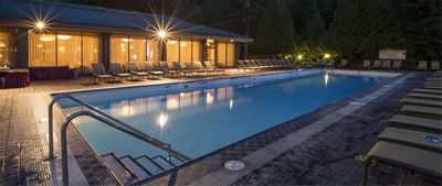 Outdoor pool at night.