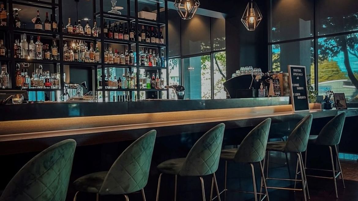 Stools by the counter in Meze Bar at Novotel Glen Waverley