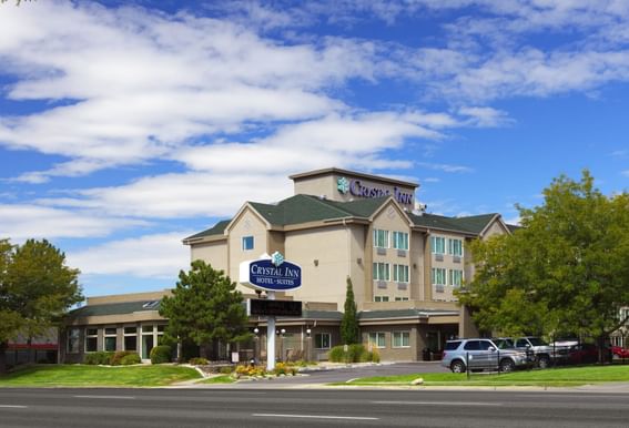Exterior view of hotel with parking area at Crystal Inn Hotel & Suites Salt Lake City