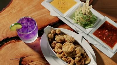 fried pickles and dipping sauces