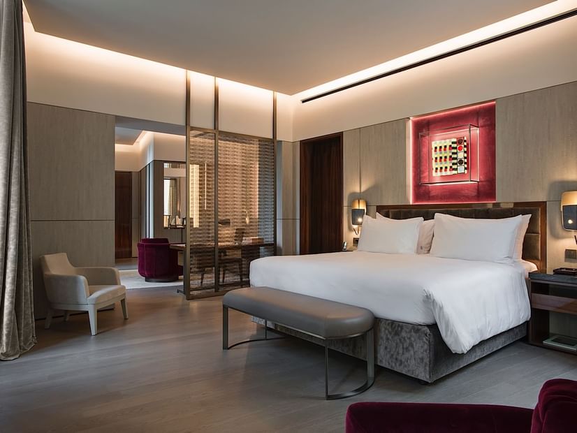 Bedroom interior view in Corner Suite 1 at Fendi Private Suites