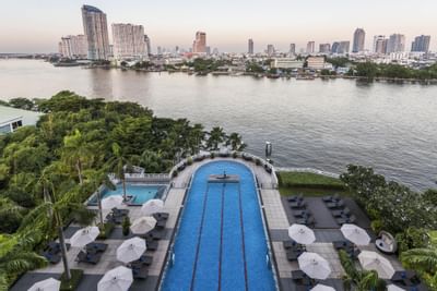 Aerial view of the pool & city at Chatrium Hotel