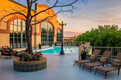 Geothermal Pool with sun loungers at Temple Gardens Hotel & Spa