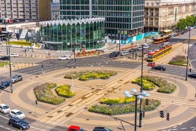 Aerial view of the Metropol Hotel in Warsaw city