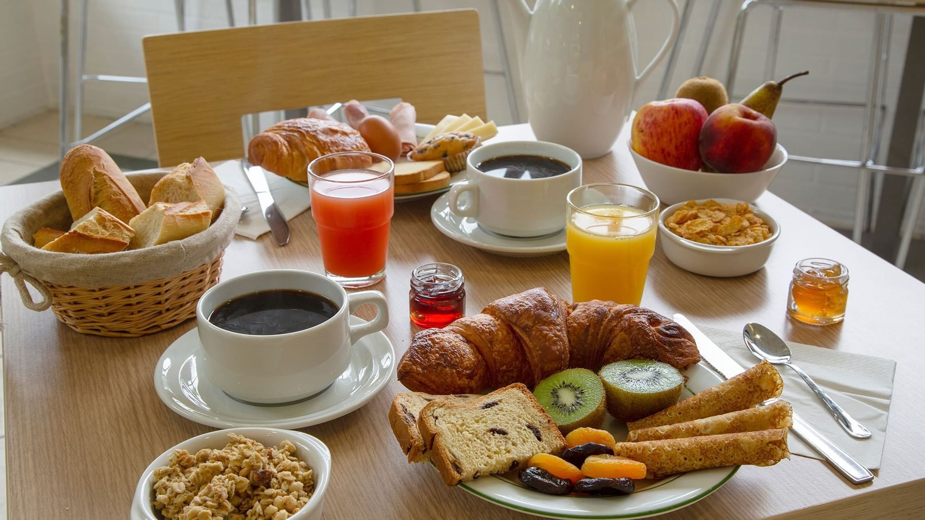 Breakfast with pastry, fruits & drinks at The Originals Hotels