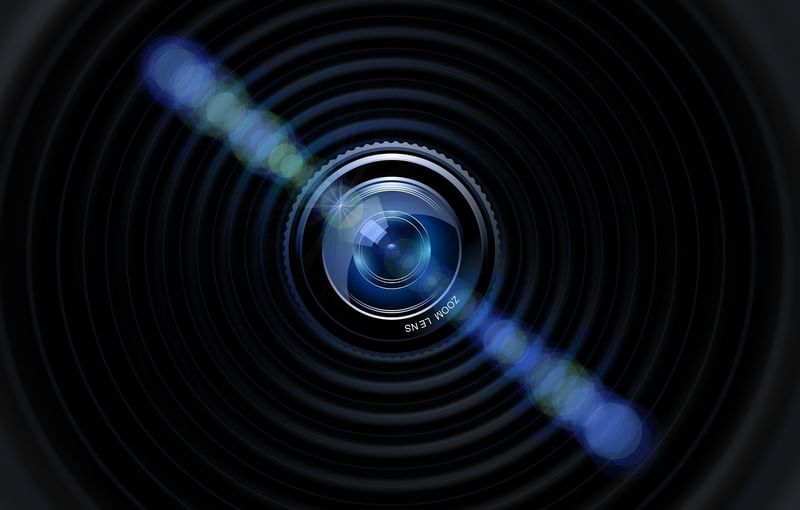 Close-up of a camera zoom lens at Warwick Paris Champs Elysées
