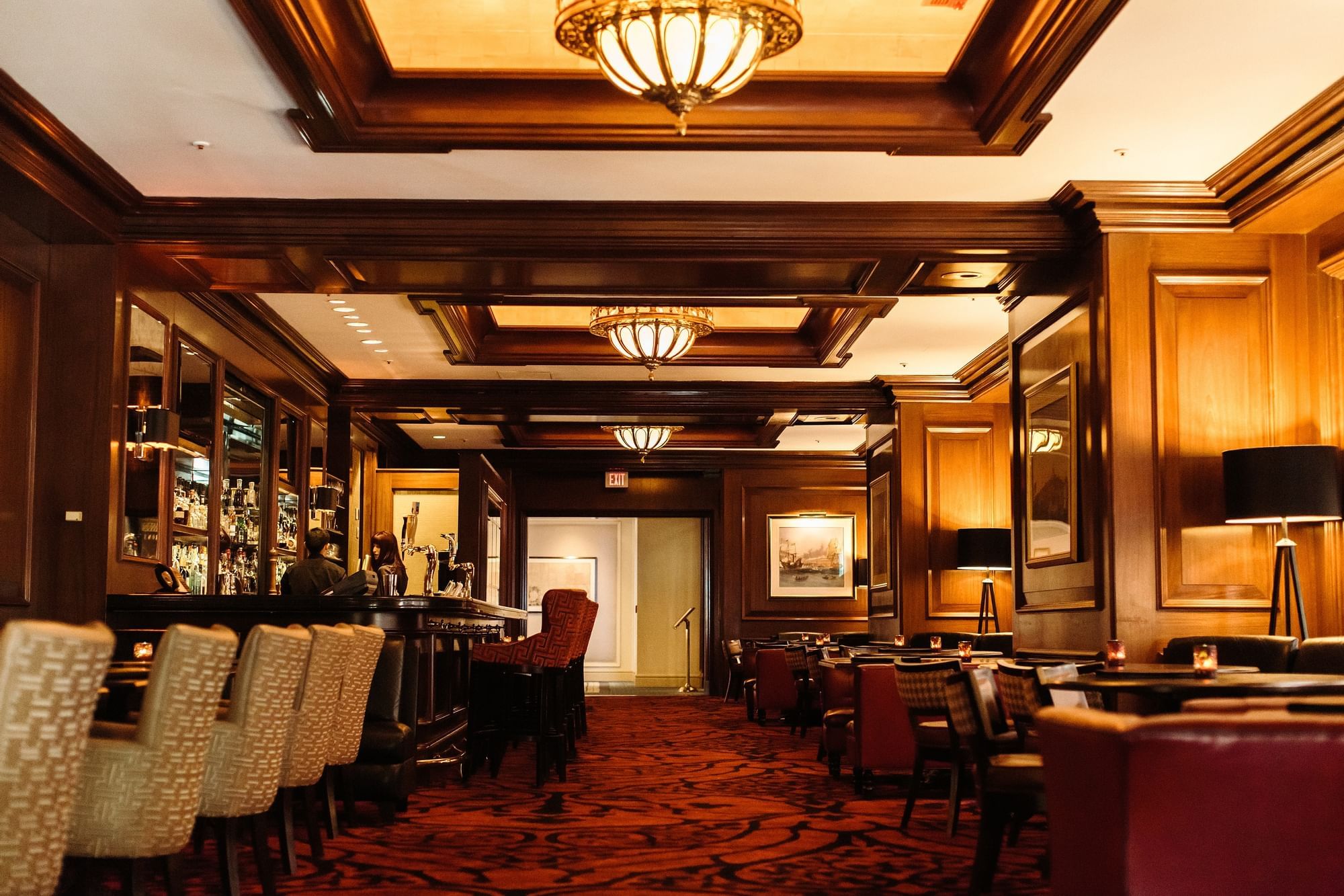 Classy, cozy interior of Rowes Wharf Bar