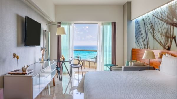 Bed & TV in Premium Ocean Front 1 King at Live Aqua Resorts