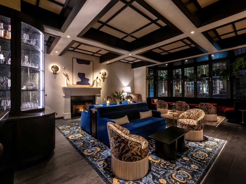 Luxurious lounge area at El Prado Hotel, showcasing the 