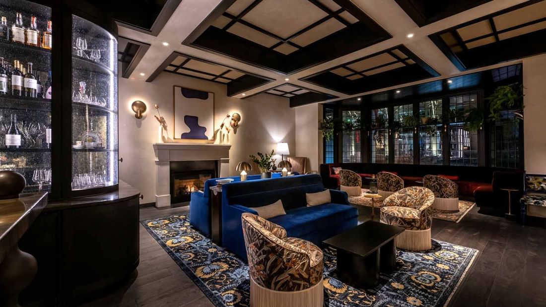 Luxurious lounge area at El Prado Hotel, showcasing the 