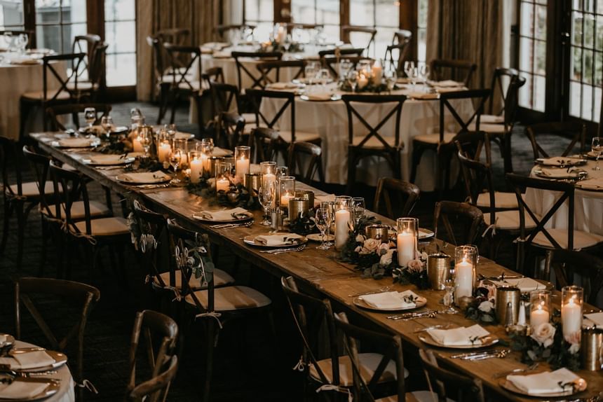 Barn Head Table décor for a wedding at The Herrington Inn & Spa