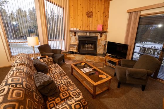 Living area of One Bedroom Bungalow at Fairmont Hot Springs Resort