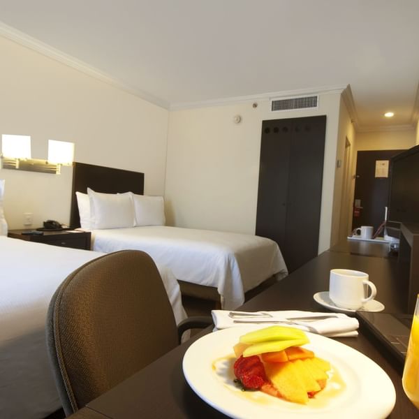 Breakfast served with drinks in Superior Room at Fiesta Inn
