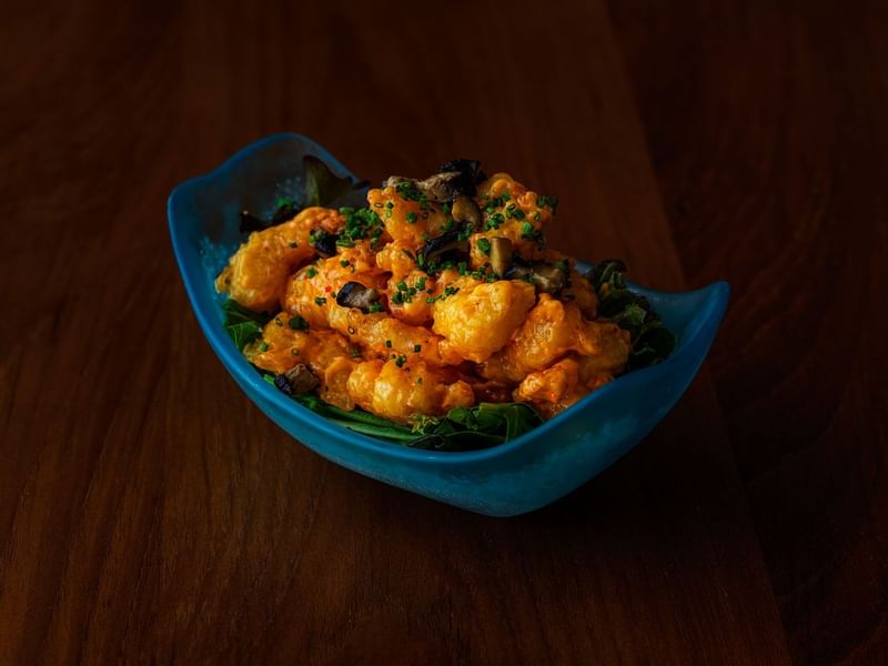 A served dish in Nobu restaurant at Crown Towers Sydney