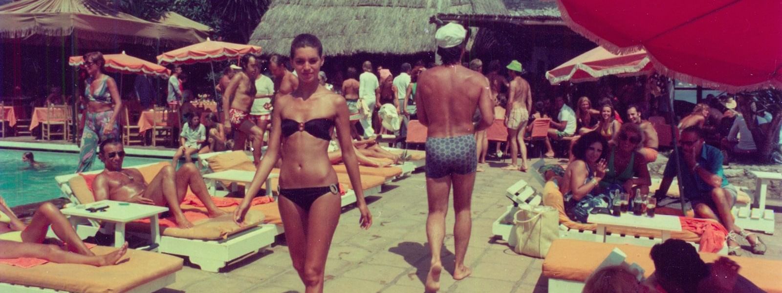 People relaxing in the pool area at Marbella Club in 1967