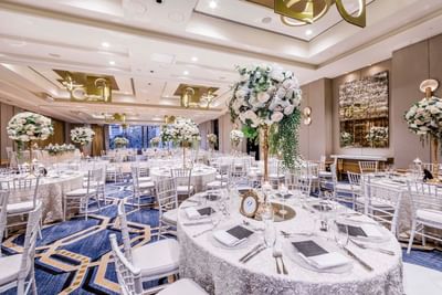 Floral banquets in Whiteley Ballroom at Amora Hotel Sydney