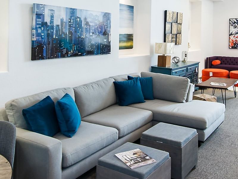 Sofa & poufs at Devos Furniture near Retro Suites Hotel