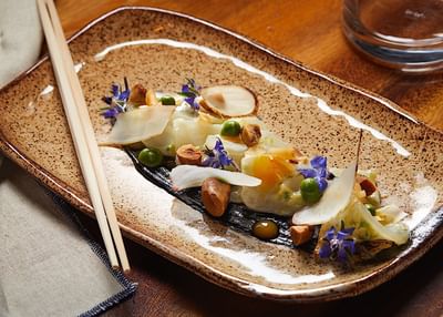Closeup of plated sushi at RUKA of The Godfrey Boston Hotel