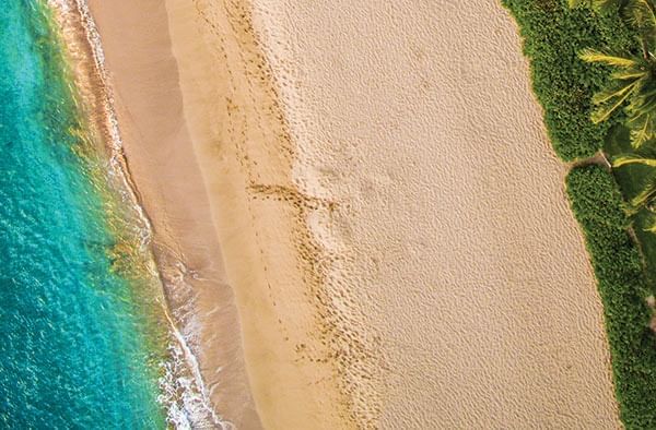 Aerial view of the Coastline at Ka'anapali Beach Hotel Hawaii