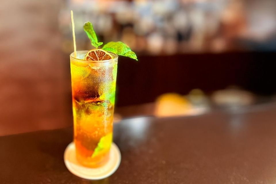 Queen's Park Swizzle cocktail served in The Lava Restaurant at Royal Corin